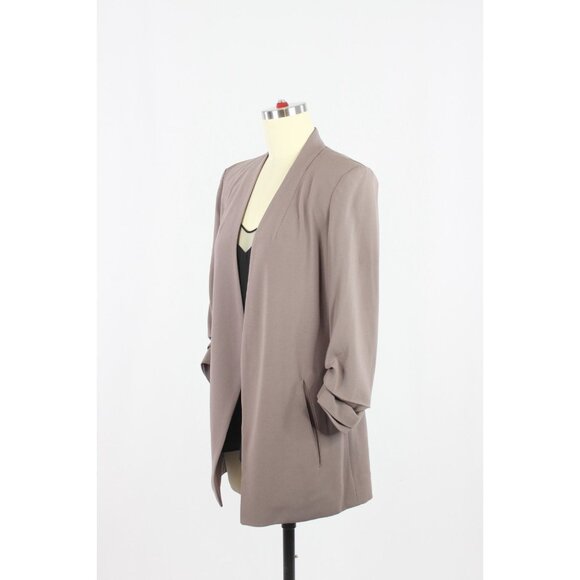 Aritzia BABATON Power Hip Taupe Grey Crepe Open Blazer Jacket, Size 2 - Picture 4 of 16